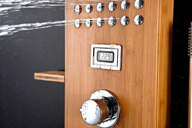 Anzzi CRANE Series 60 in. Full Body Shower Panel System with Heavy Rain Shower and Spray Wand in Natural Bamboo