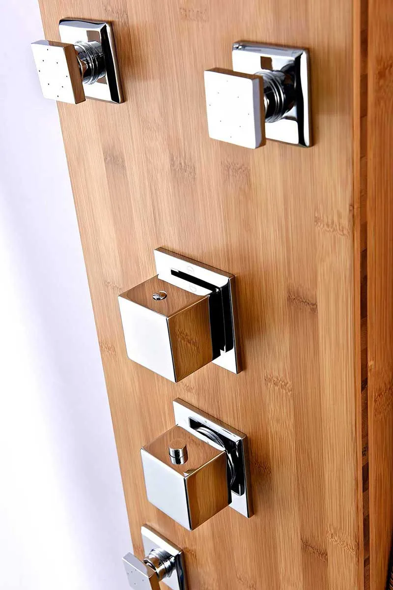 Anzzi CRANE Series 60 in. Full Body Shower Panel System with Heavy Rain Shower and Spray Wand in Natural Bamboo