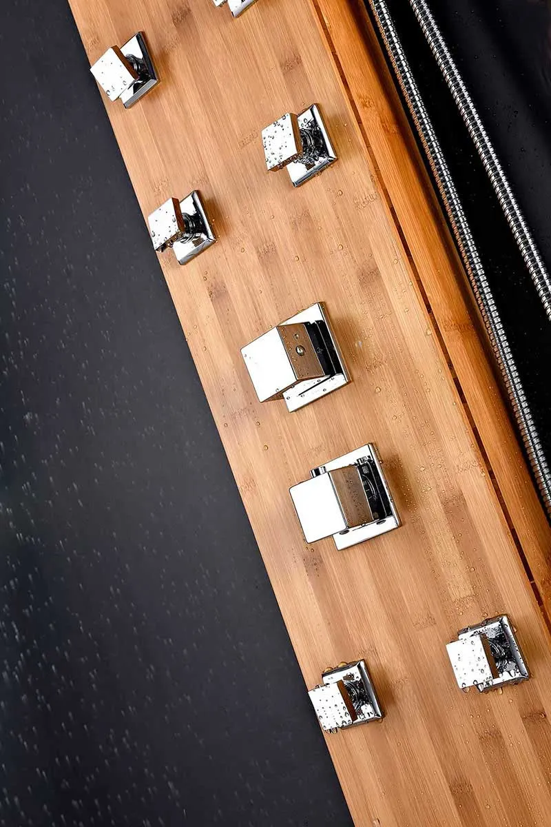 Anzzi CRANE Series 60 in. Full Body Shower Panel System with Heavy Rain Shower and Spray Wand in Natural Bamboo