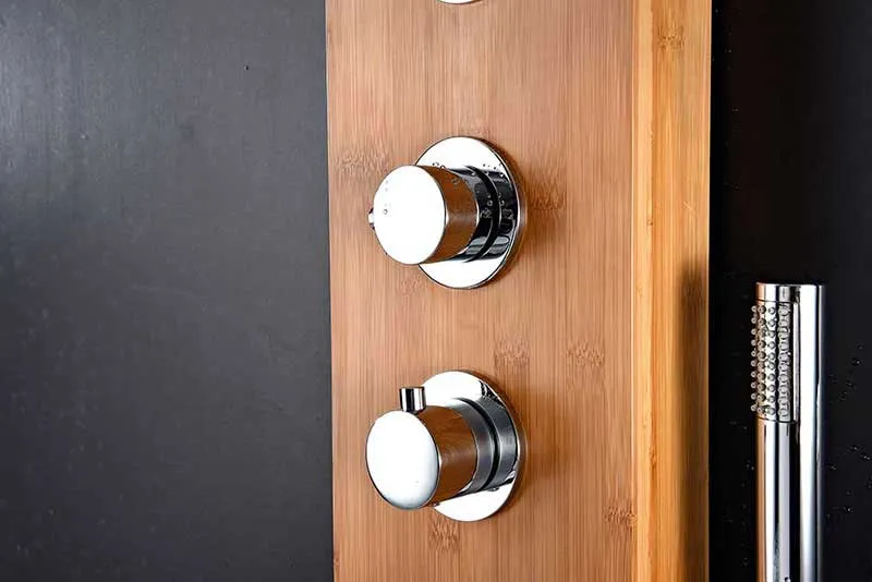 Anzzi CRANE Series 60 in. Full Body Shower Panel System with Heavy Rain Shower and Spray Wand in Natural Bamboo