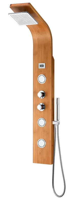 Anzzi CRANE Series 60 in. Full Body Shower Panel System with Heavy Rain Shower and Spray Wand in Natural Bamboo