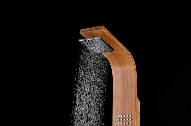 Anzzi CRANE Series 60 in. Full Body Shower Panel System with Heavy Rain Shower and Spray Wand in Natural Bamboo