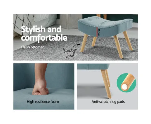 Armchair Set with Ottoman Blue Lansar