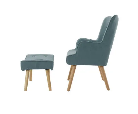 Armchair Set with Ottoman Blue Lansar