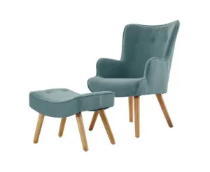 Armchair Set with Ottoman Blue Lansar