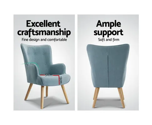 Armchair Set with Ottoman Blue Lansar