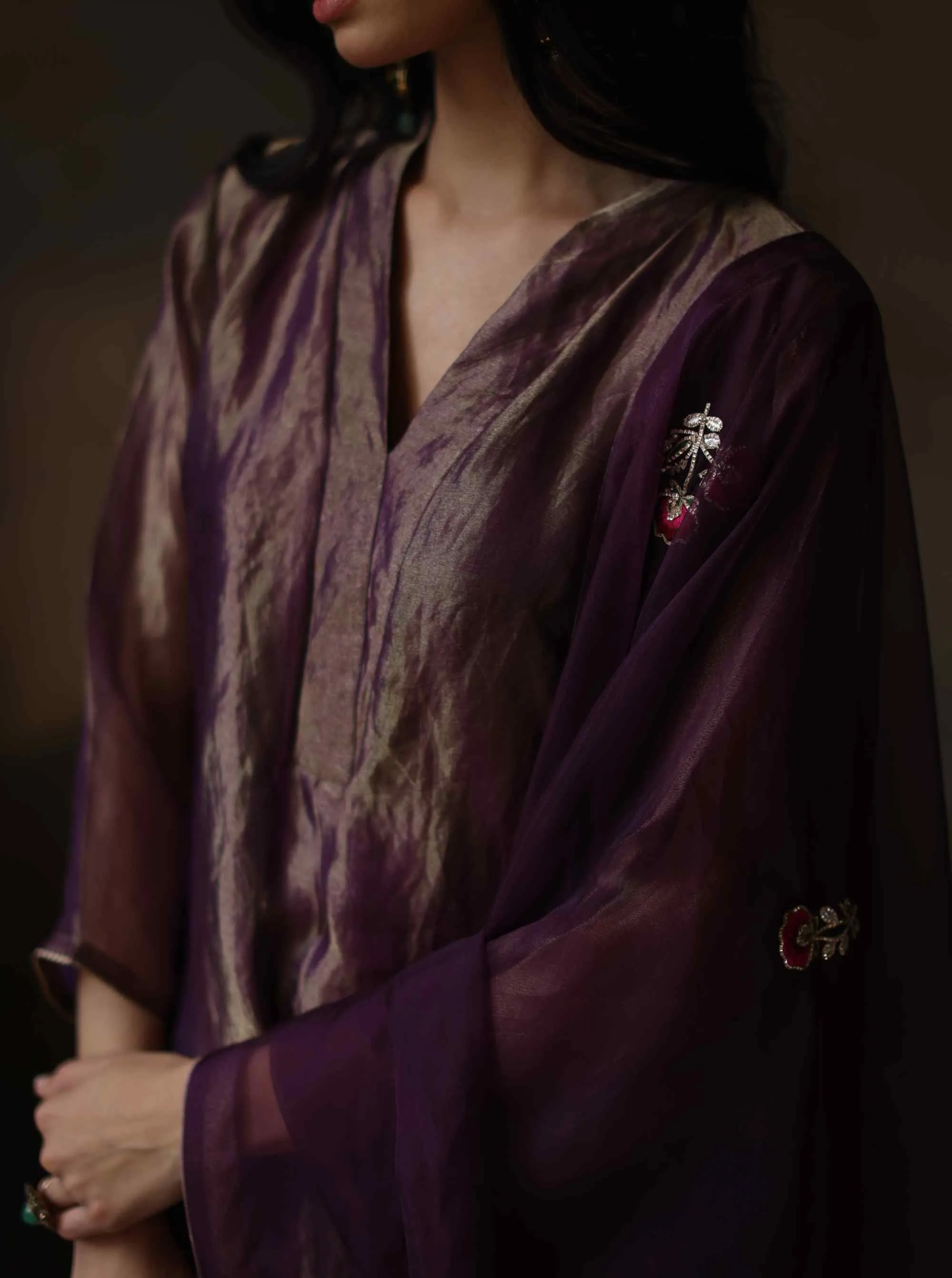 Ayat metallic purple kurta set
