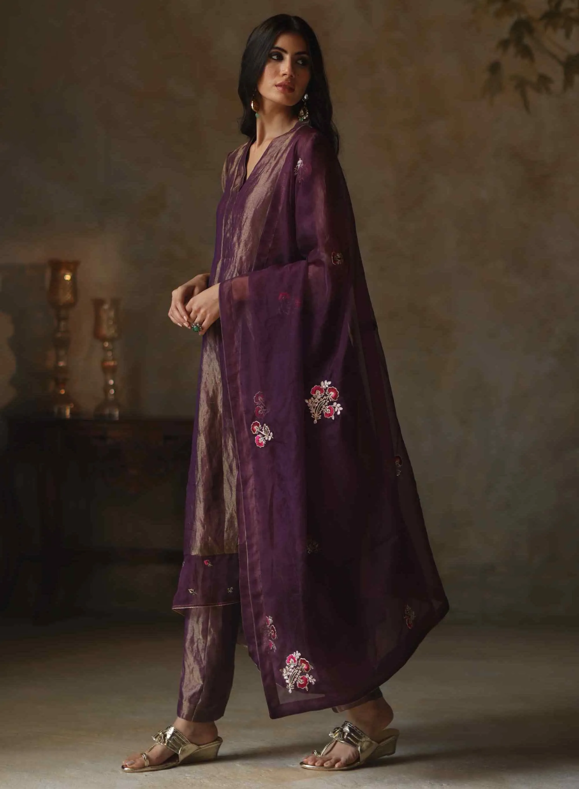 Ayat metallic purple kurta set