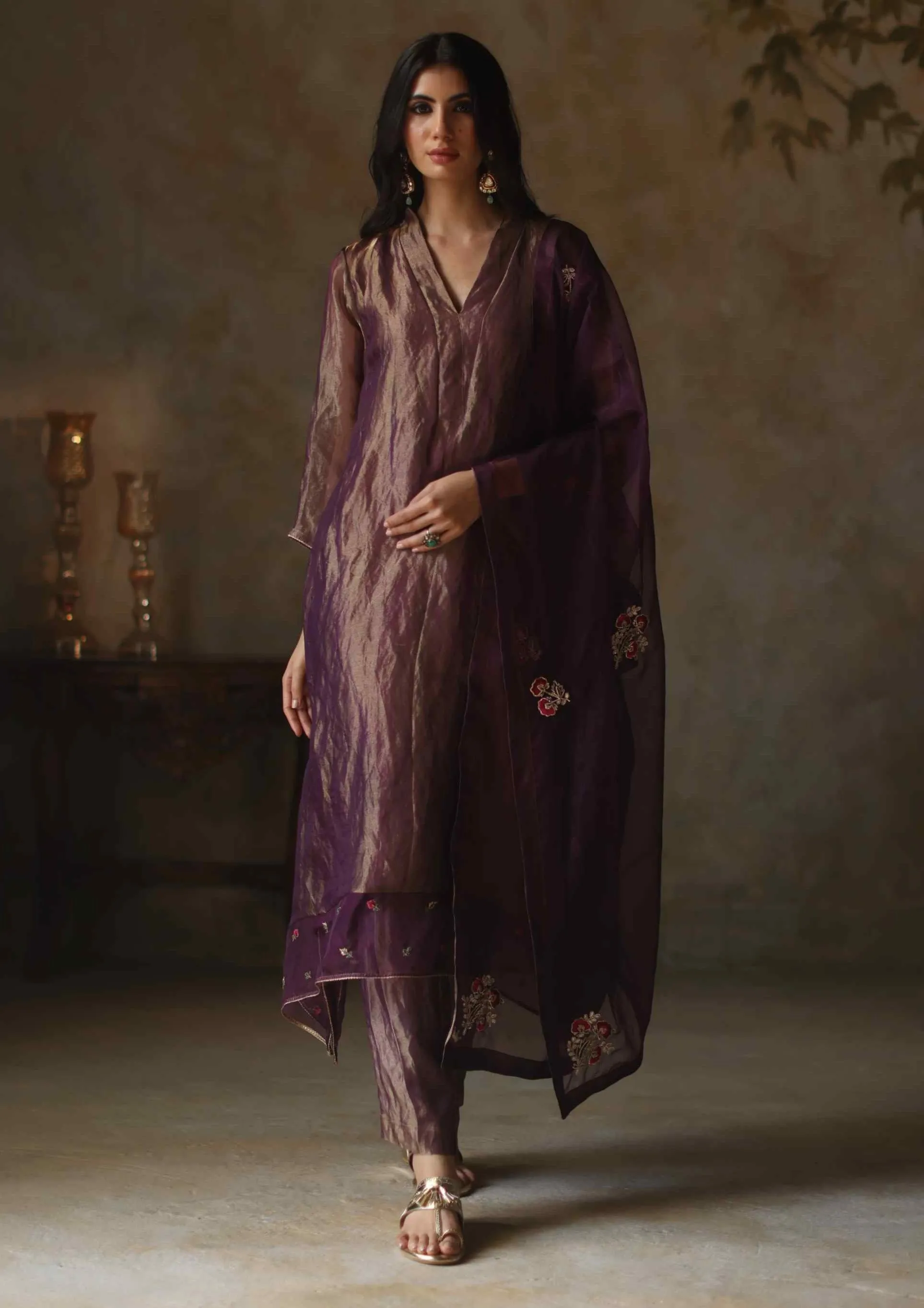 Ayat metallic purple kurta set
