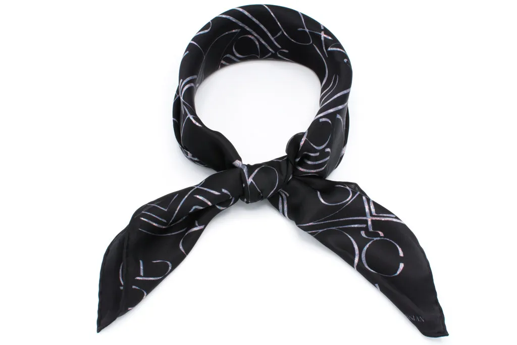Aybuben Black Silk Satin Bandana