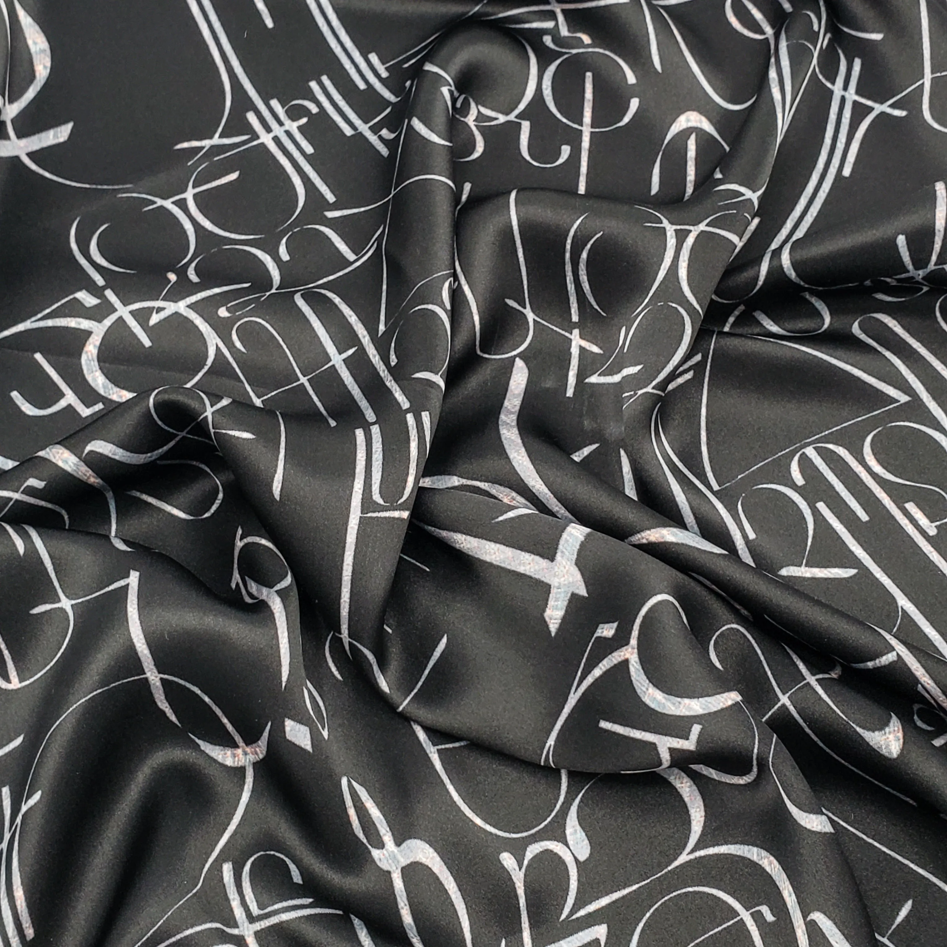 Aybuben Black Silk Satin Bandana