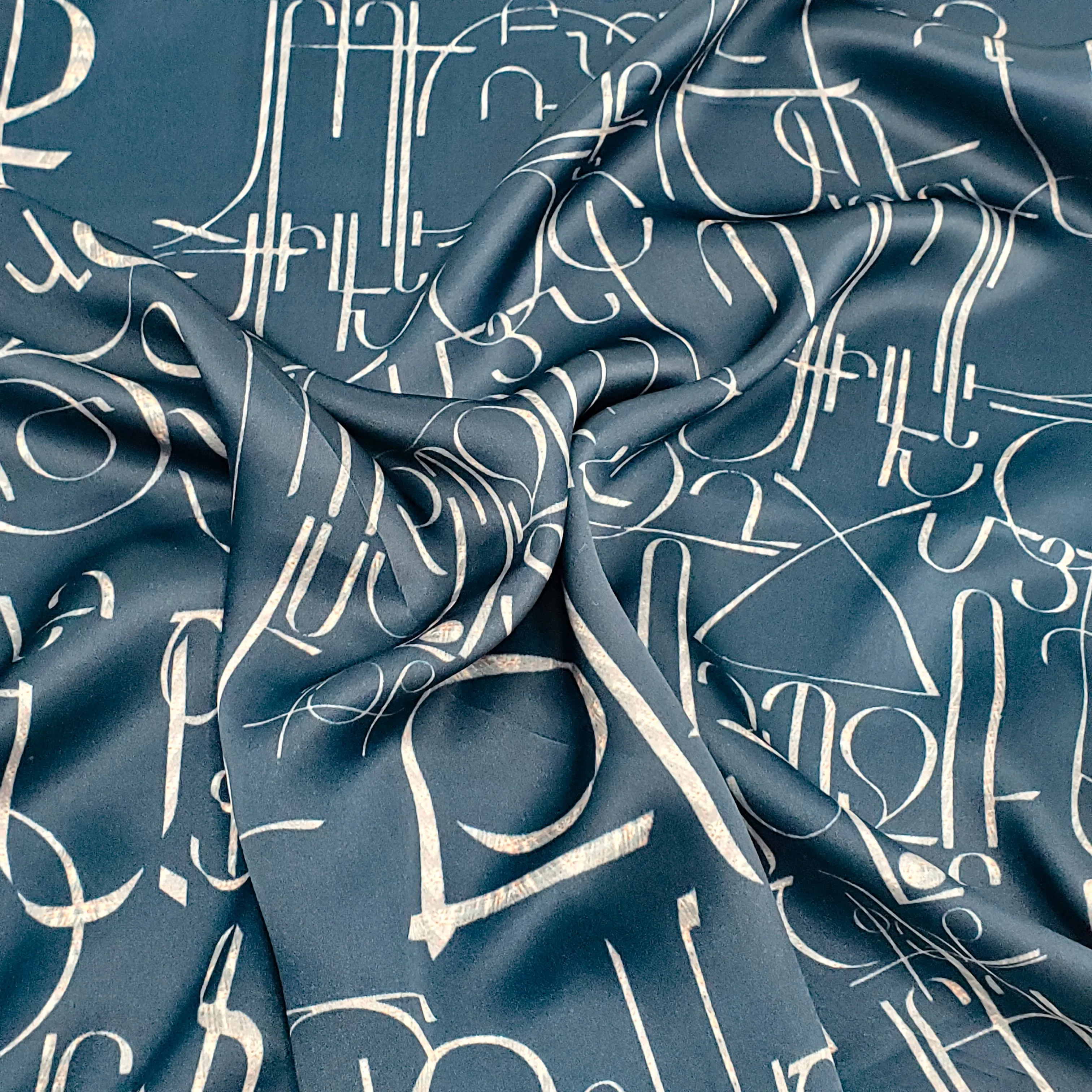 Aybuben Blue Silk Satin Bandana