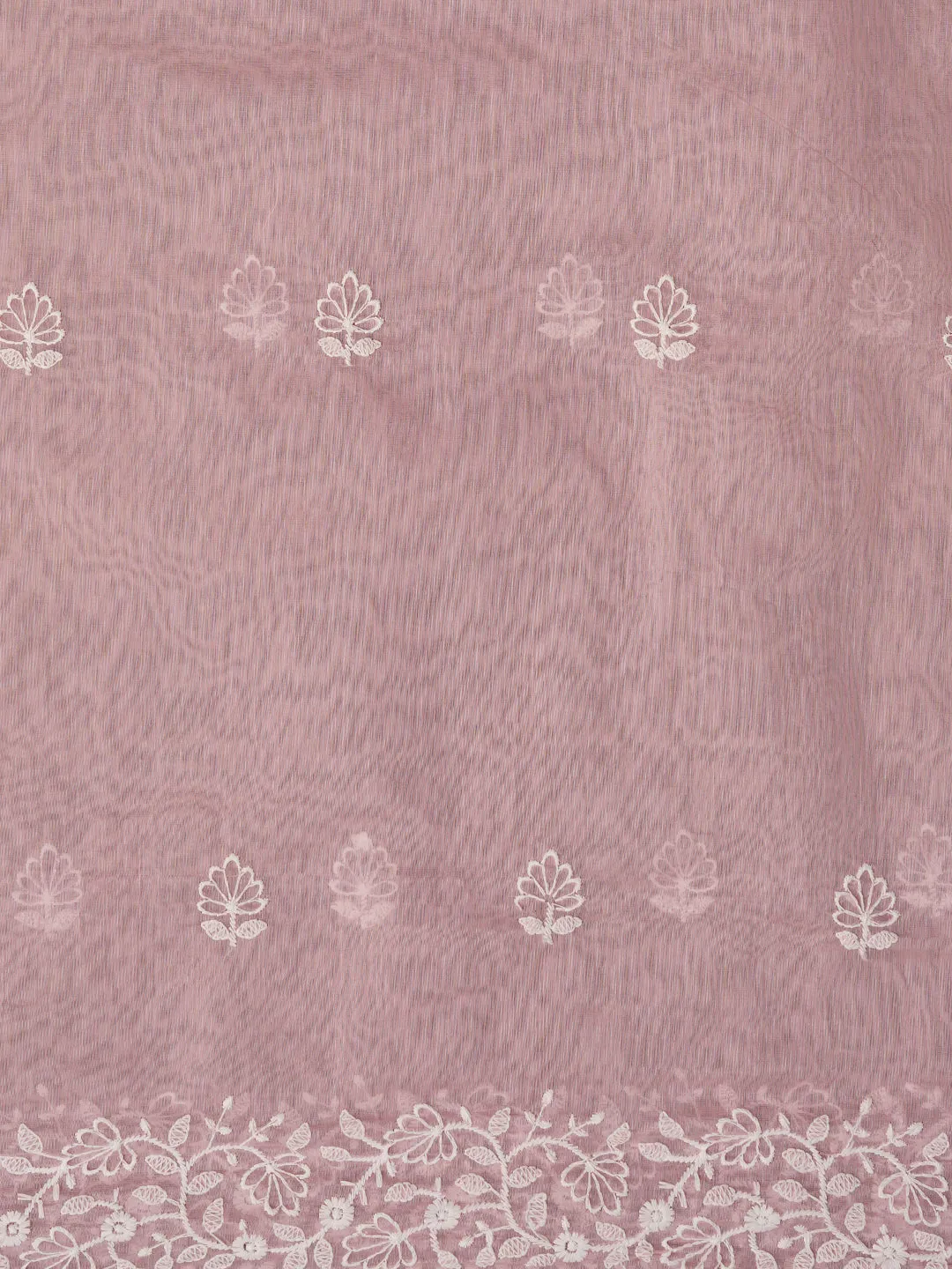 Baby Pink Unstitched Embroidered Cotton Blend Dress Material With Dupatta