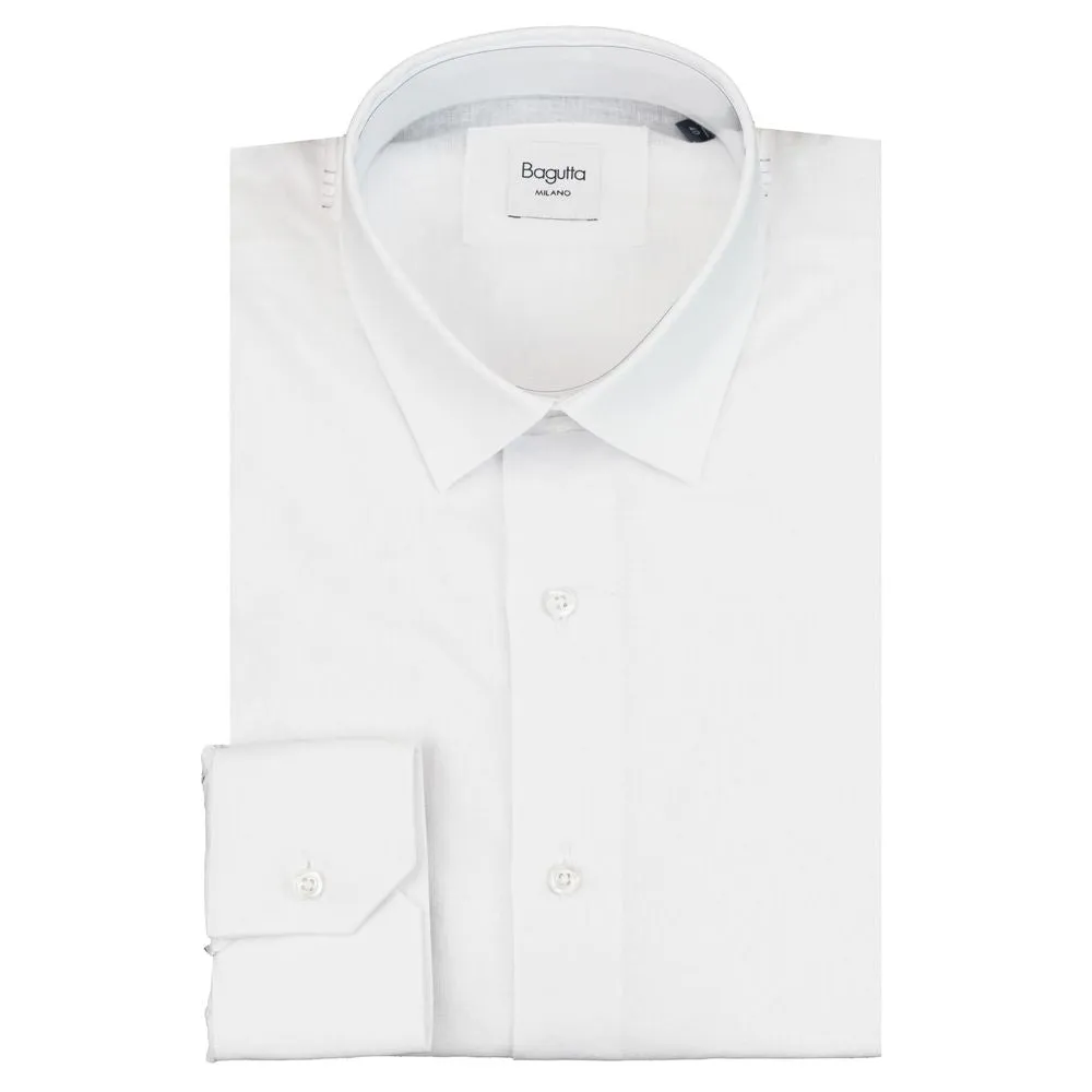 Bagutta White Linen Men Shirt