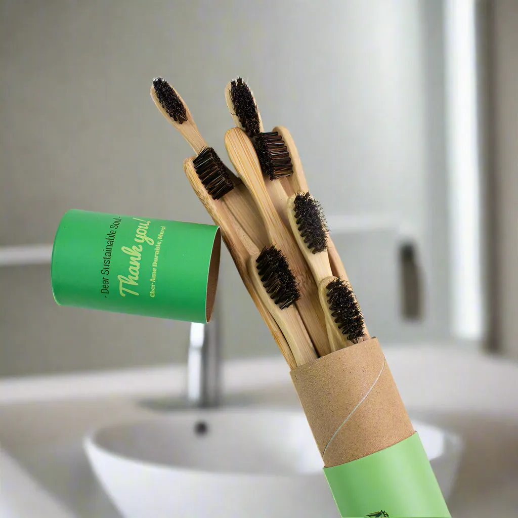 Bamboo and Horsehair Toothbrush - Natural Bristle Toothbrush Medium-Soft Horse Hair Bristles