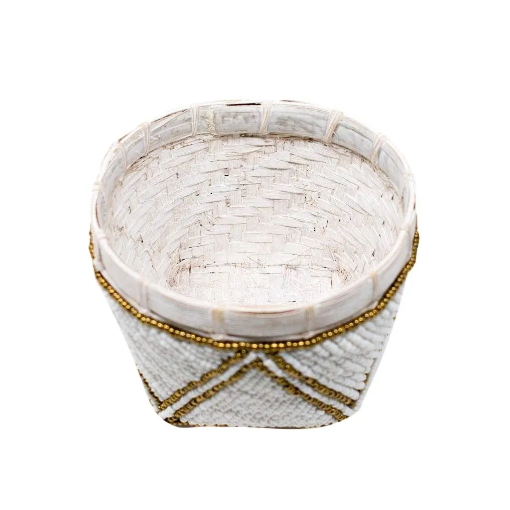 BAMBOO BEADED TRINKET BASKET by POPPY   SAGE