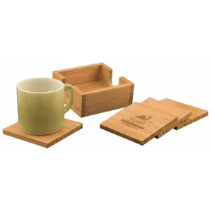 Bamboo Coaster Set with Holder