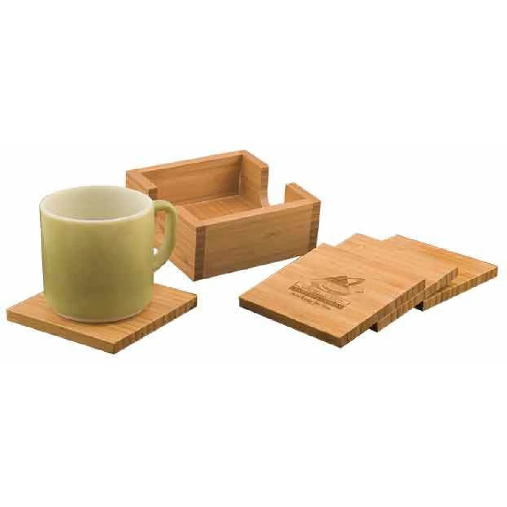 Bamboo Coaster Set with Holder