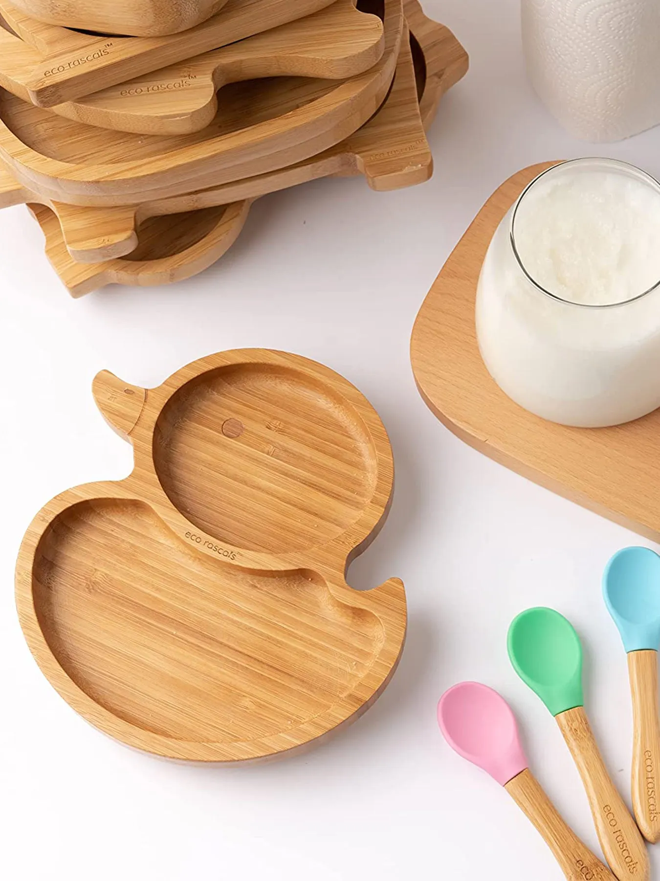 Bamboo Duck Suction Plate - 4 Colours