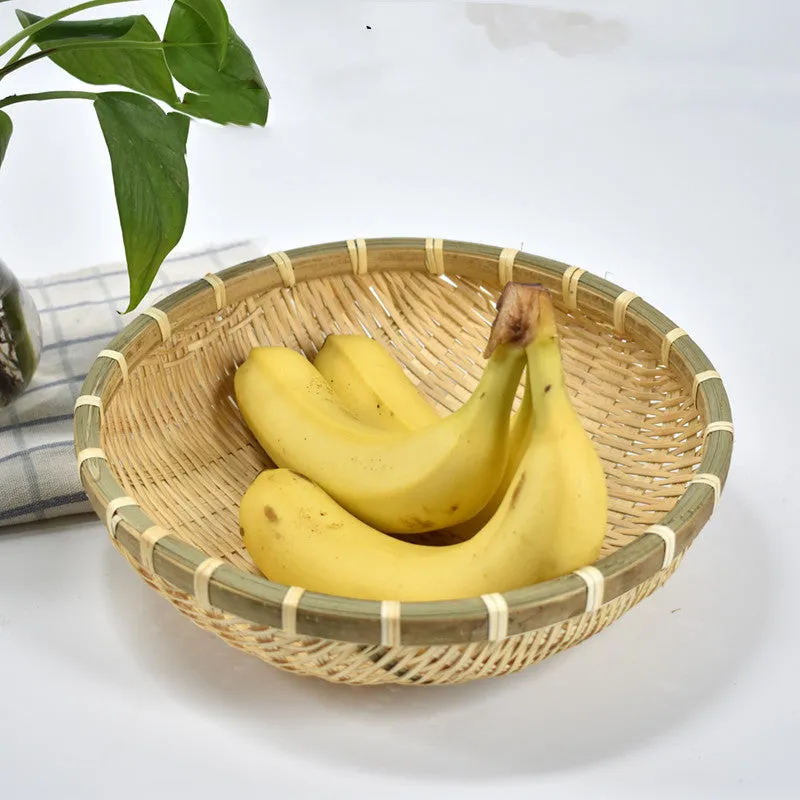 Bamboo Woven Basket And Dustpan Fruit Basket Plate