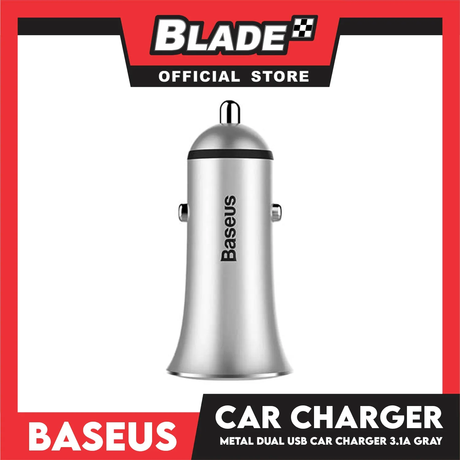 Baseus Trumpet Metal Car Charger MTL CCLB-OG (Gray) Dual USB Output, 3.1A