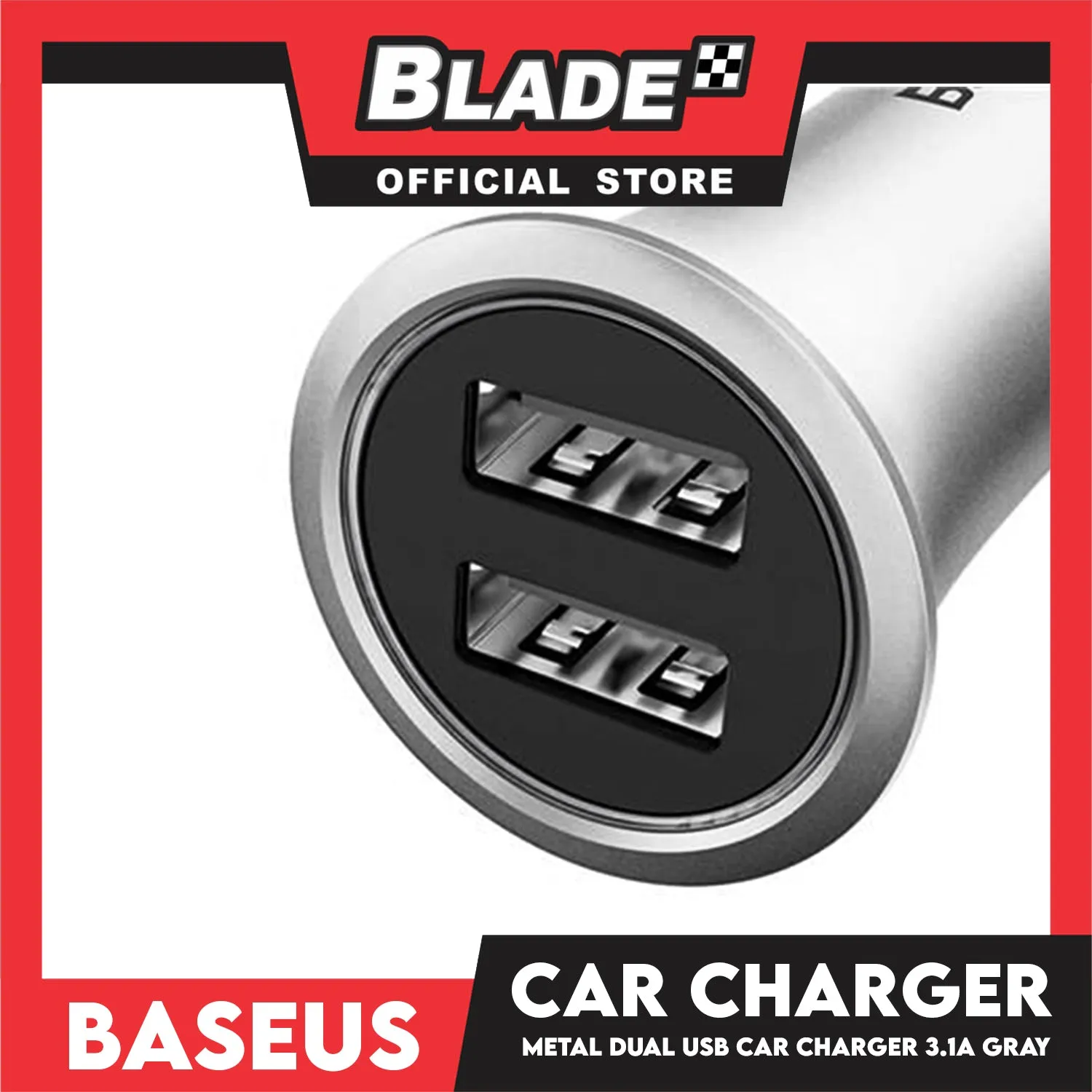 Baseus Trumpet Metal Car Charger MTL CCLB-OG (Gray) Dual USB Output, 3.1A
