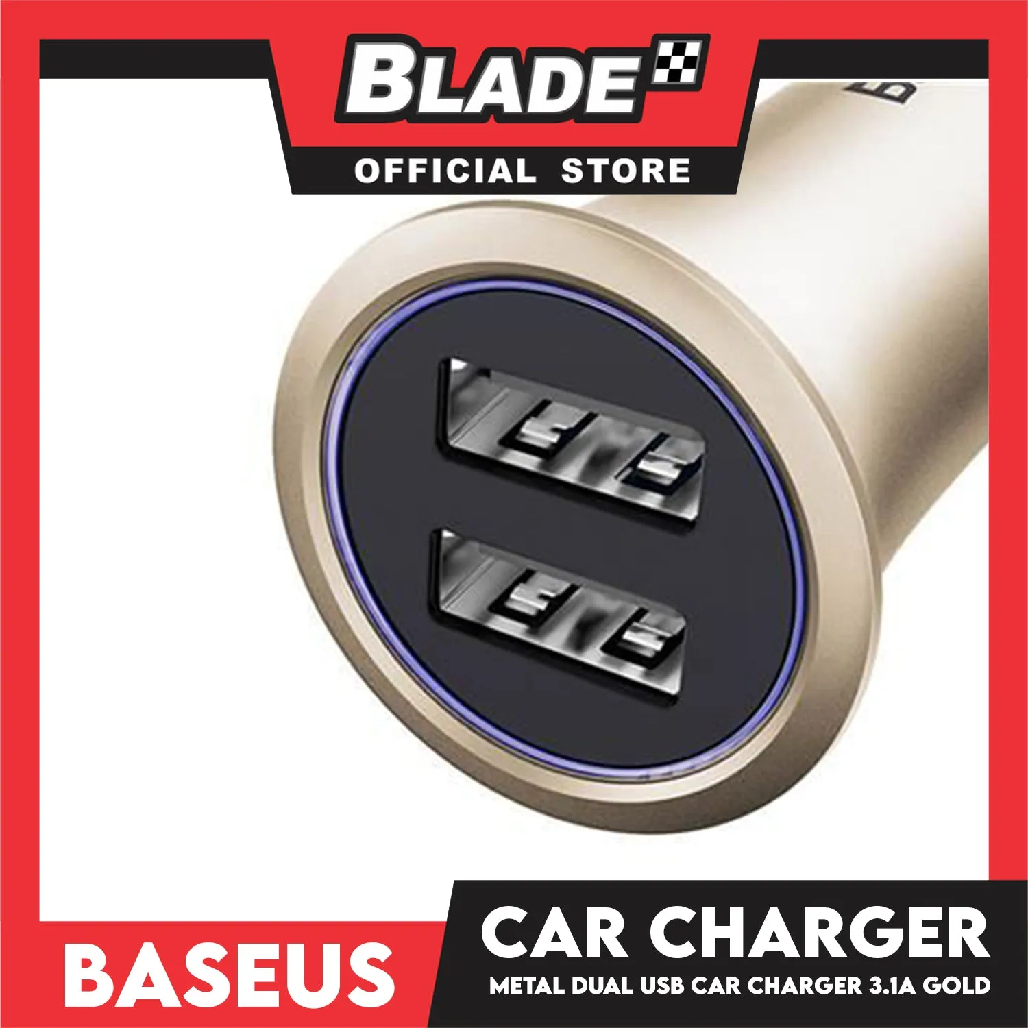 Baseus Trumpet Metal Car Charger MTL CCLB-OV (Gold) Dual USB Output 3.1A Heavy Current Car Charger