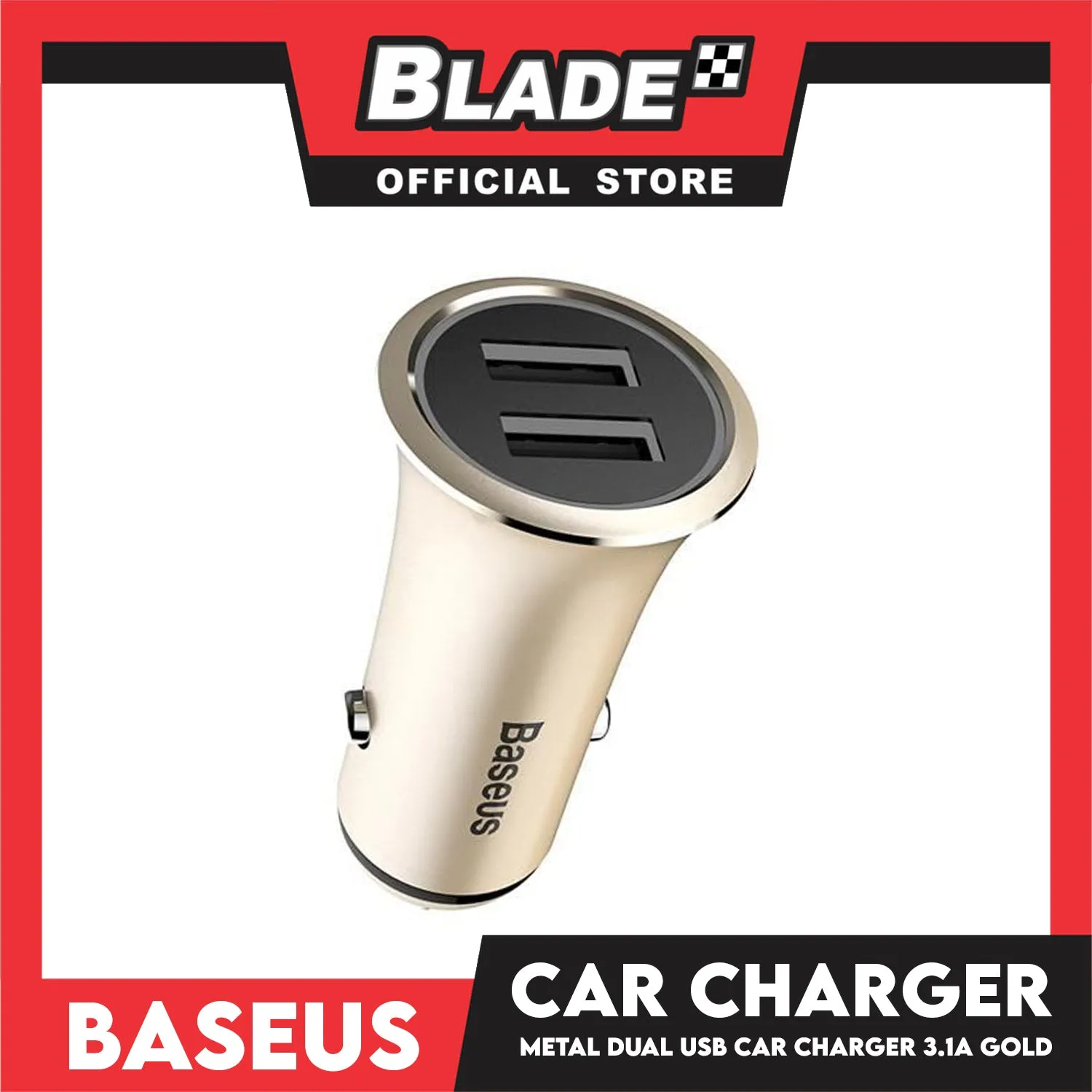 Baseus Trumpet Metal Car Charger MTL CCLB-OV (Gold) Dual USB Output 3.1A Heavy Current Car Charger