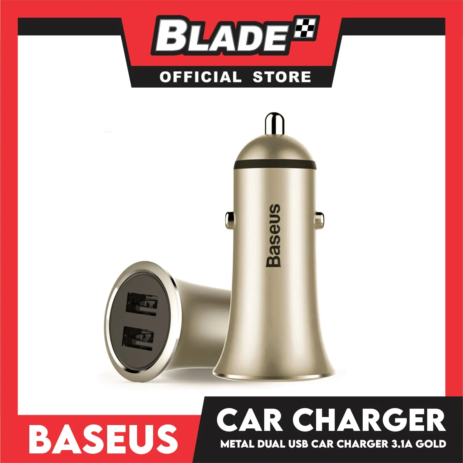 Baseus Trumpet Metal Car Charger MTL CCLB-OV (Gold) Dual USB Output 3.1A Heavy Current Car Charger