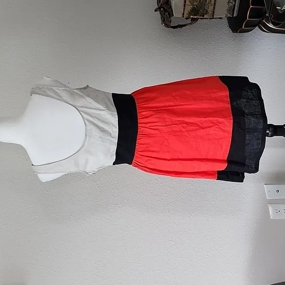 BB DAKOTA Color-Block Linen Blend Dress