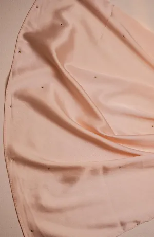 Beads Satin Silk Hijab - Bisque