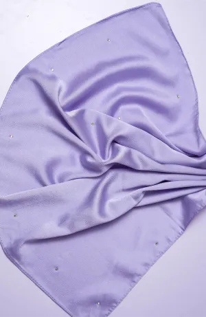 Beads Satin Silk Hijab - Lilac
