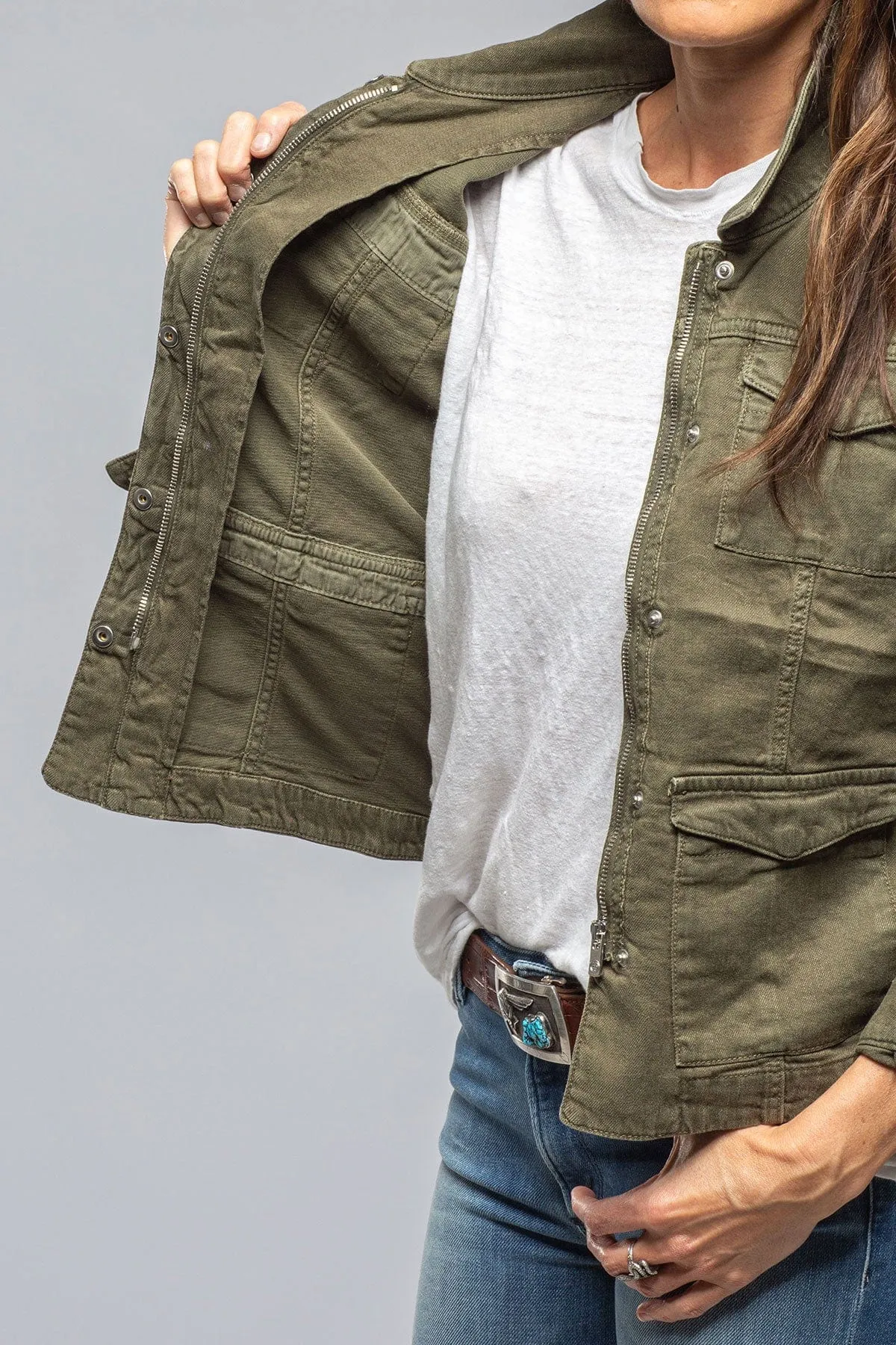 Beale Cotton Linen Jacket In Army