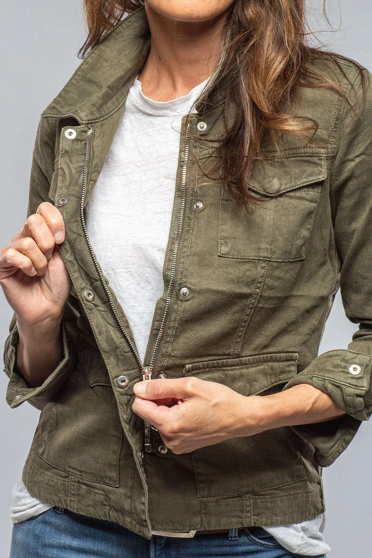 Beale Cotton Linen Jacket In Army