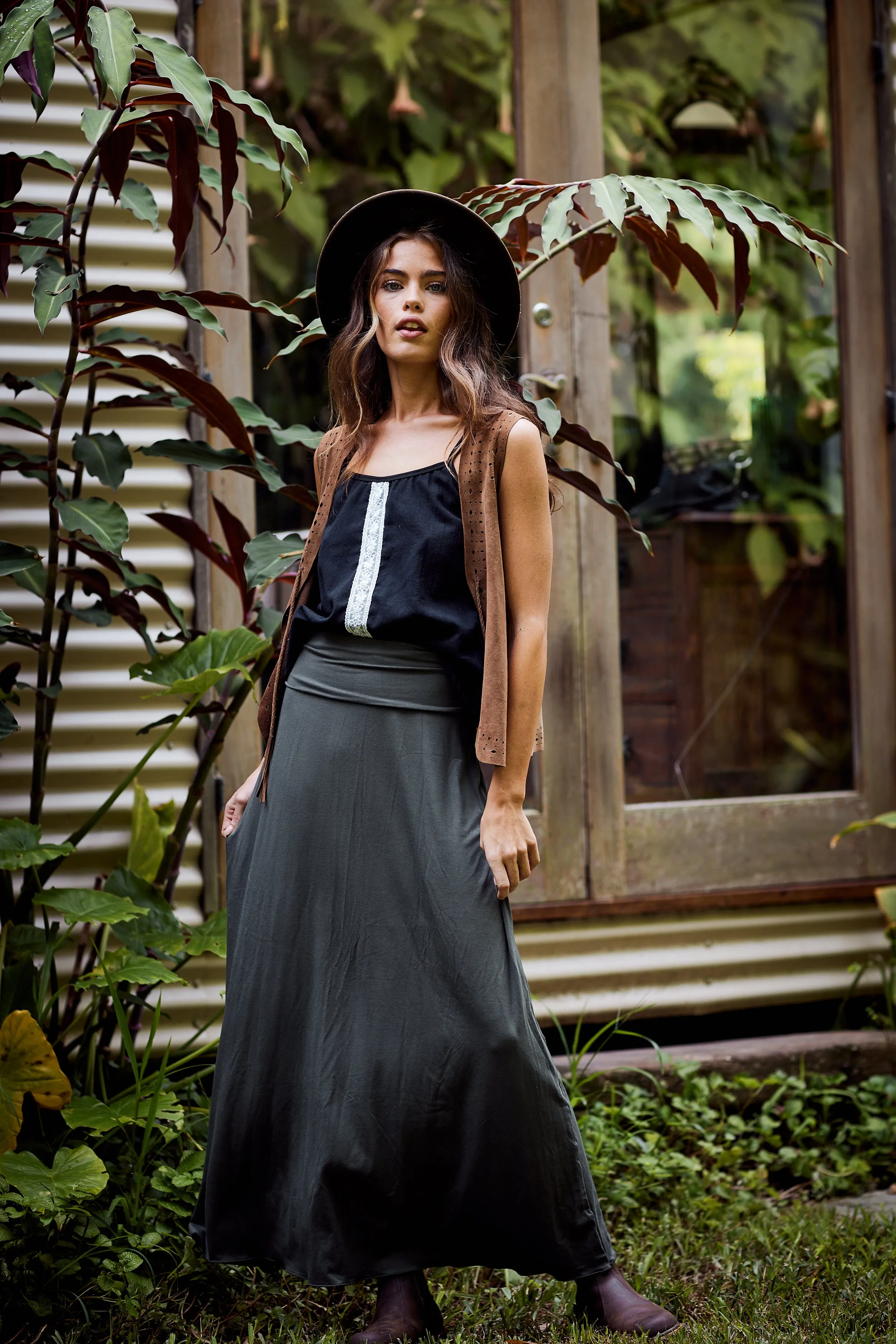 Bella Long Roll Band Skirt