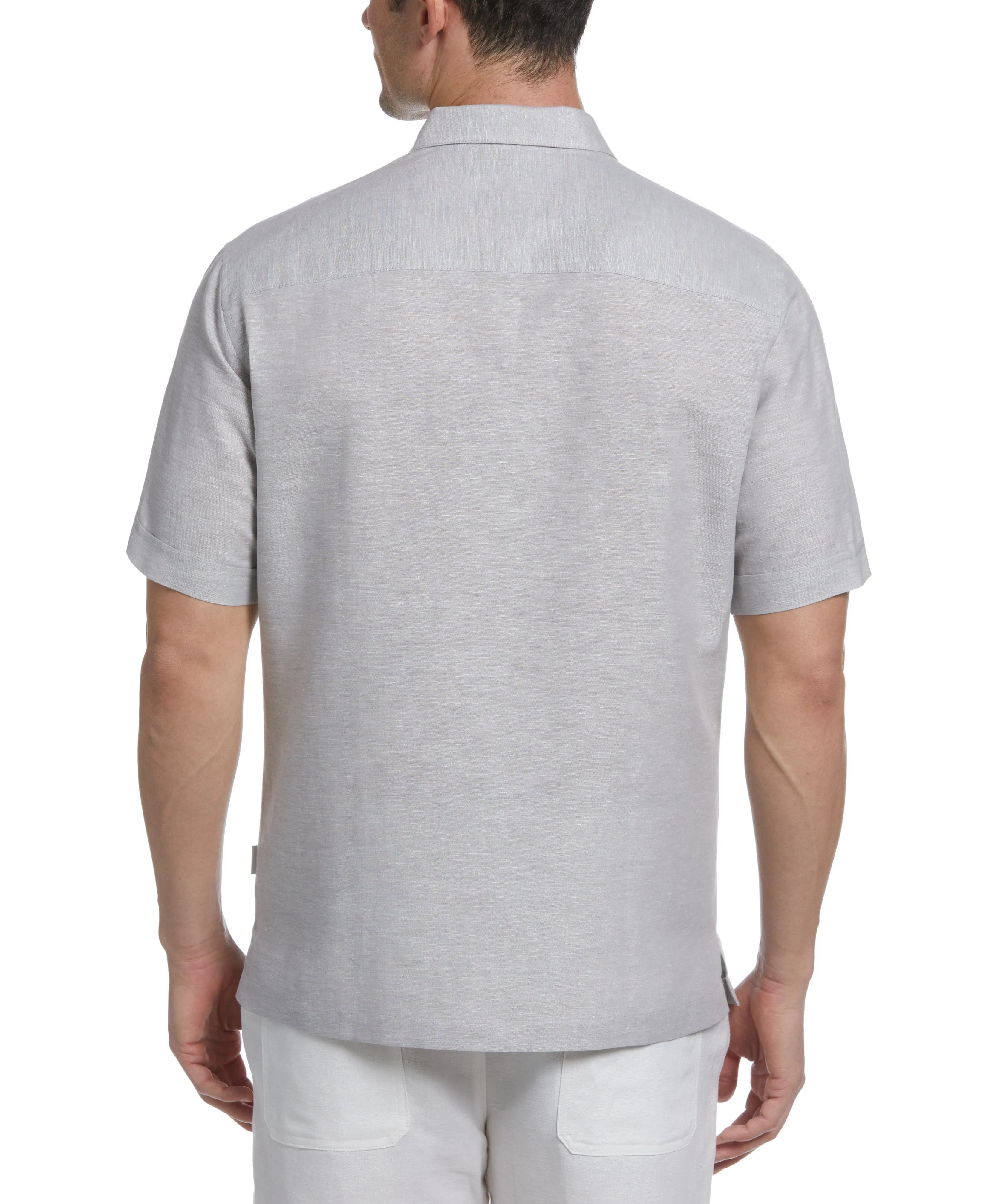 Big & Tall Linen Blend Yarn Dye Panel Guayabera Shirt