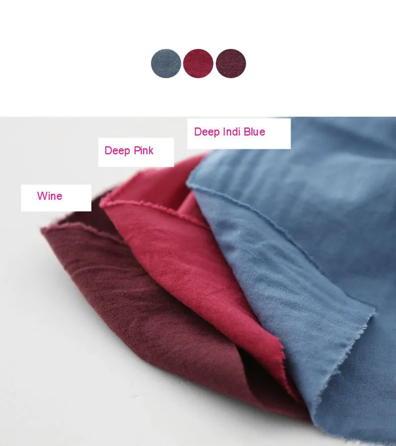 Bio-washing Cotton Linen Fabric, Solid Colors, 55 inches wide, Korean Fabric, Linen Blend Fabric - By the Yard 88435-1 / 340