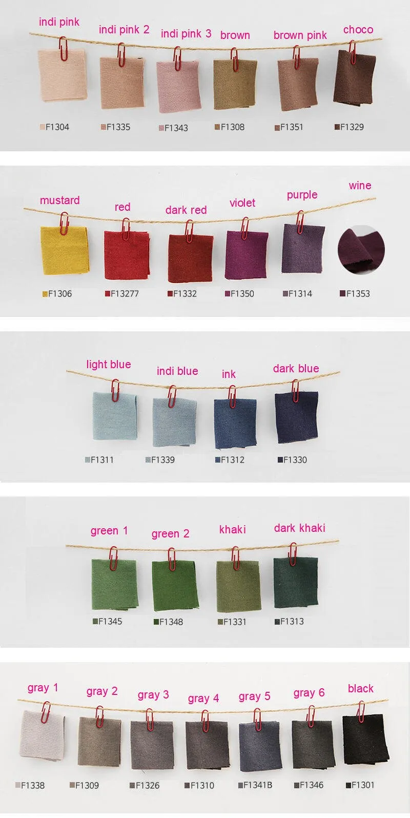 Bio-washing Cotton Linen Fabric, Solid Colors, 55 inches wide, Korean Fabric, Linen Blend Fabric - By the Yard 88435-1 / 340