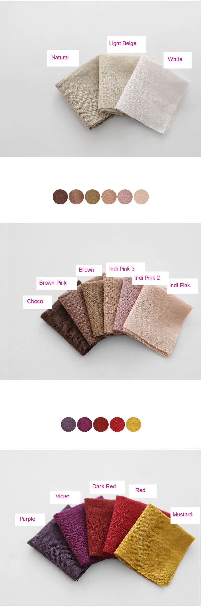 Bio-washing Cotton Linen Fabric, Solid Colors, 55 inches wide, Korean Fabric, Linen Blend Fabric - By the Yard 88435-1 / 340
