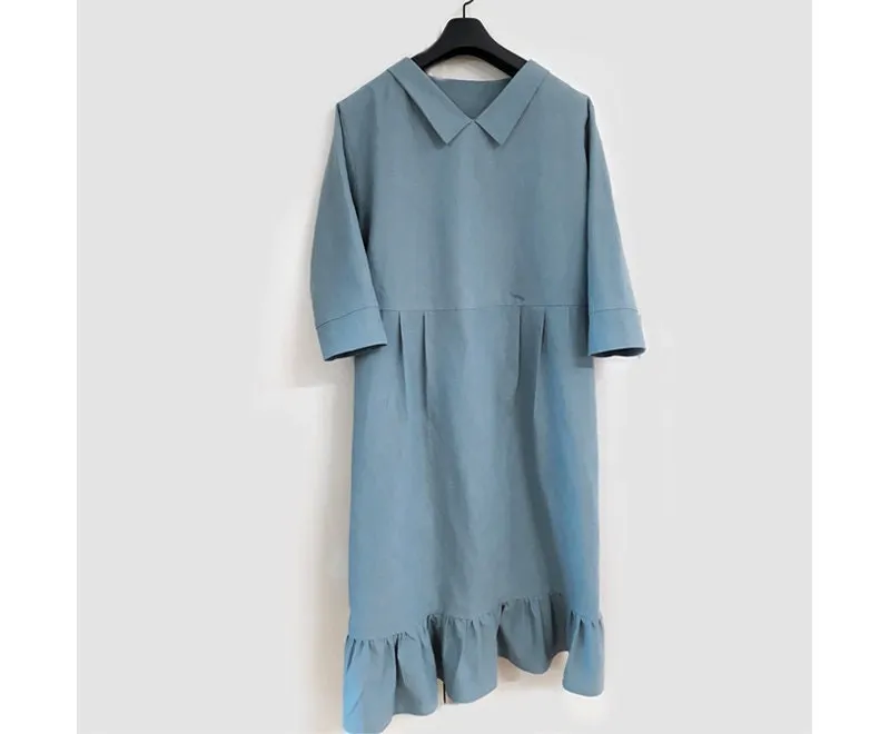 Bio-washing Cotton Linen Fabric, Solid Colors, 55 inches wide, Korean Fabric, Linen Blend Fabric - By the Yard 88435-1 / 340