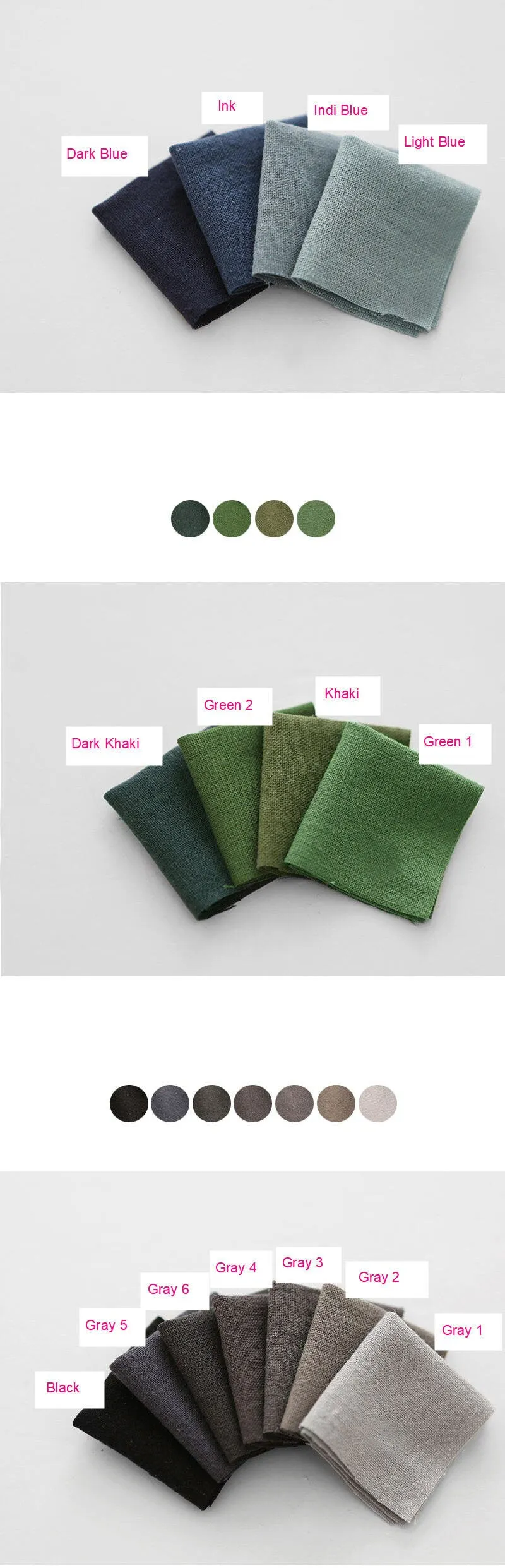 Bio-washing Cotton Linen Fabric, Solid Colors, 55 inches wide, Korean Fabric, Linen Blend Fabric - By the Yard 88435-1 / 340