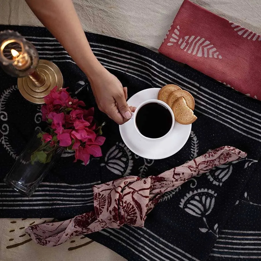 Black & White Table Linens Organic Cotton Table Runner