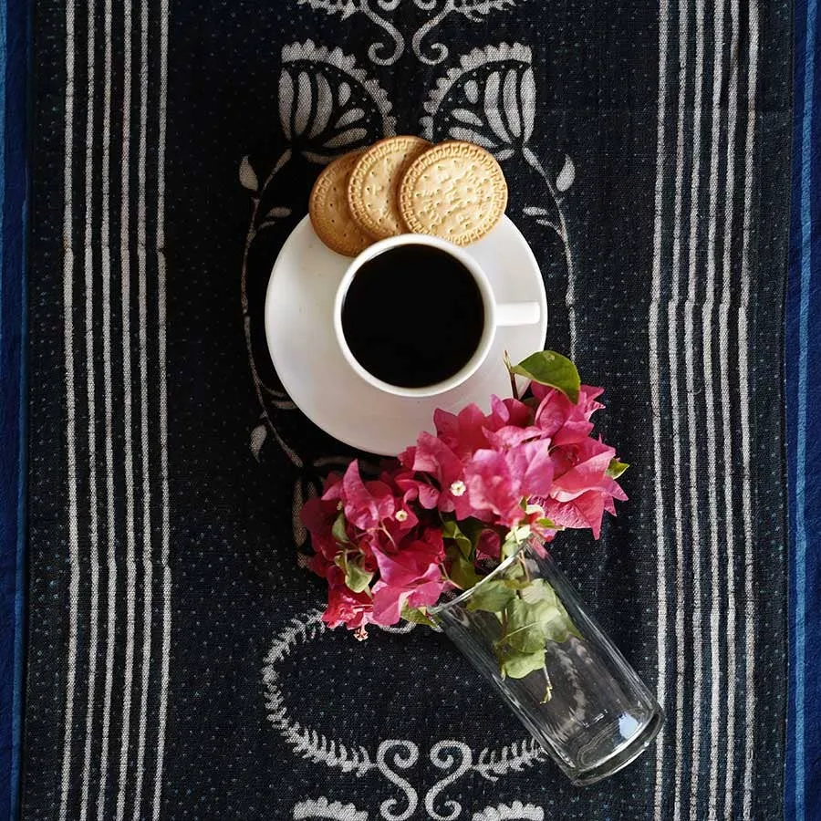 Black & White Table Linens Organic Cotton Table Runner