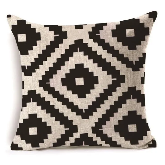Black and White Geometric Shapes Cushion Covers - 6 Styles