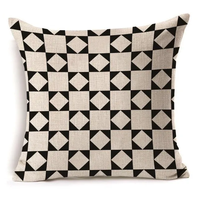 Black and White Geometric Shapes Cushion Covers - 6 Styles