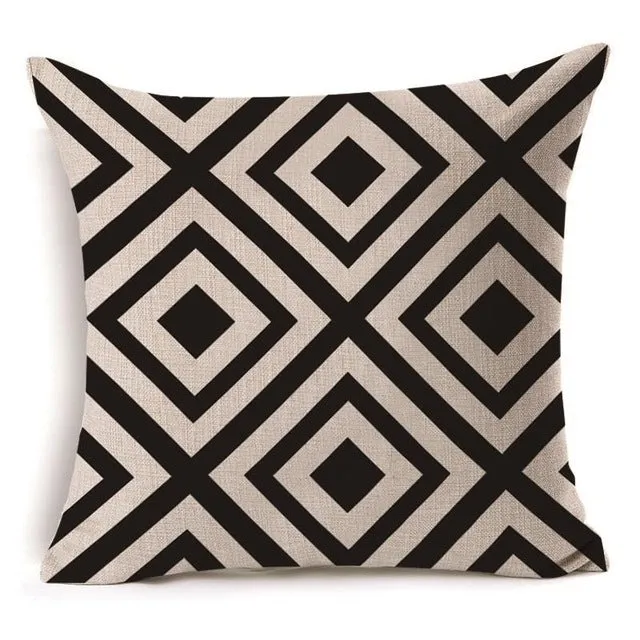 Black and White Geometric Shapes Cushion Covers - 6 Styles