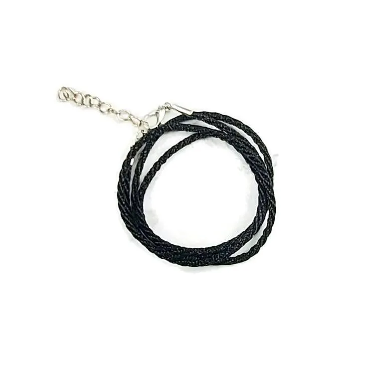 Black Satin Silk Necklace Cord Rope Chain with Lobster Claw Clasp