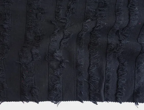 Black Sundance - Cotton/Linen Jacquard with Fringe -1/2 Metre