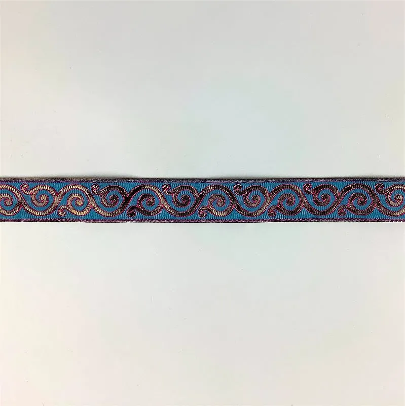 Blue & copper Indian woven saree border - Banarasi border