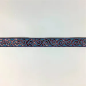 Blue & copper Indian woven saree border - Banarasi border
